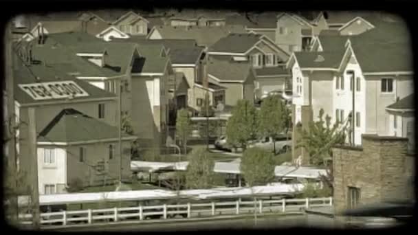 Residential Areas Narrow Streets Foothills Busy Freeway Covered Cars Foreground — Stock Video
