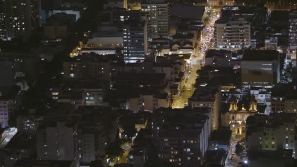 Poklatkowy Strzał Centrum Rio Janeiro Nocy Ruch Jechal Głównej Alei — Wideo stockowe