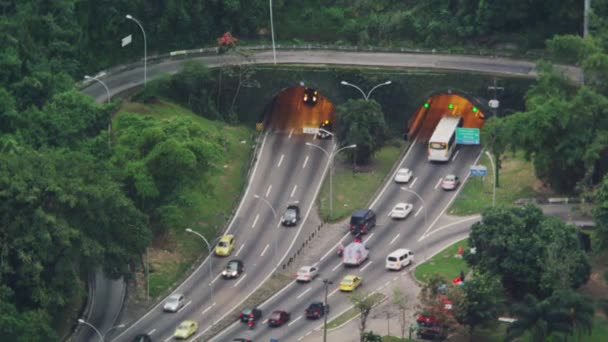 Fortfarande Skott Morgon Trafiken Rio Janeiro Bilden Togs Vid Tunnlad — Stockvideo