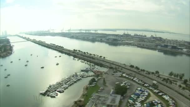 Luftaufnahme Eines Jachthafens Miami — Stockvideo