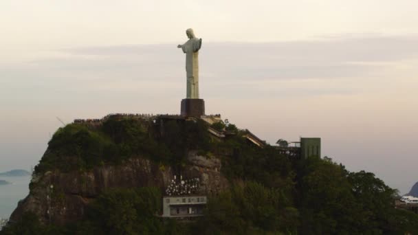 Rio Janeiro Około Czerwca 2013 Aerial Strzał Śledzenia Statuę Chrystusa — Wideo stockowe