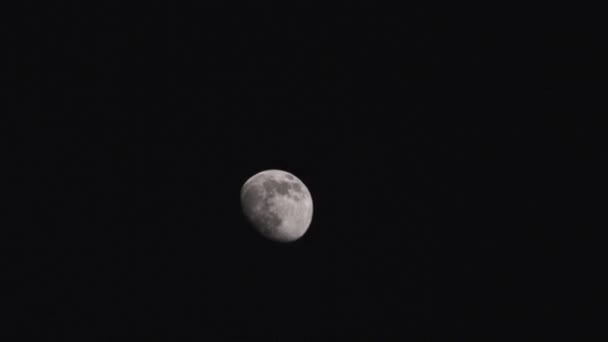 Time Lapse Footage Waxing Gibbous Moon Moving Out Frame Black — Stock Video