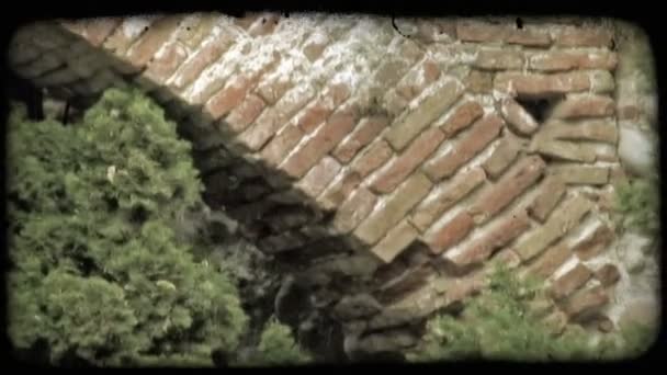 Close Shot Bottom Arch Red Brick Bridge Vintage Stylized Video — Stock Video