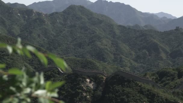 Schwenkbild Der Großen Mauer Aus China Bei Badaling Der Nähe — Stockvideo