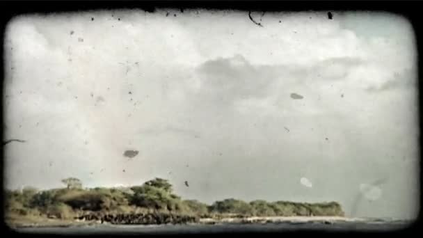 Duha Padá Klidný Ostrov Pláží Nadýchanými White Clouds Pozadí Modré — Stock video