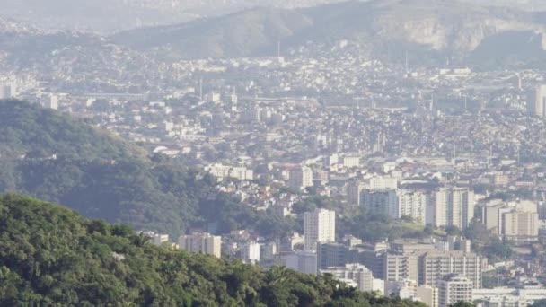 Nappali Panoráma Felvétel Hegyek Házak Maracana Stadion Forgatták Rio Janeiro — Stock videók