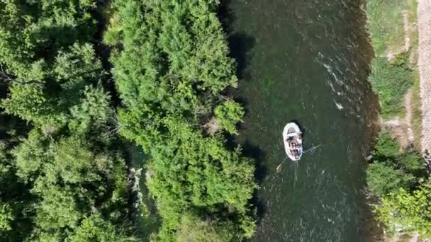 Aerial View Raft Floating Provo River Summer Utah — Vídeo de Stock