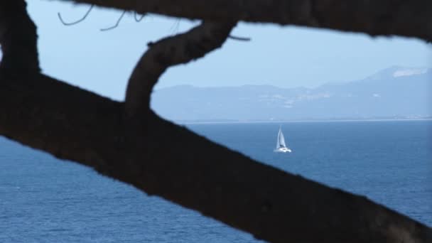 Punta Ala Talya Okyanusta Bir Yelkenli Çok Vurdu — Stok video