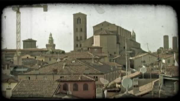 Széles Serpenyő Jobb Olasz Tetőtetők Vintage Stilizált Videoklip — Stock videók