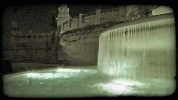 Lövés Egy Szökőkút Kigyulladt Éjszaka Rómában Vintage Stilizált Videoklip — Stock videók