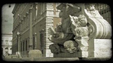 Roma'da bir çeşme bir kadeh. Vintage stilize video klip.