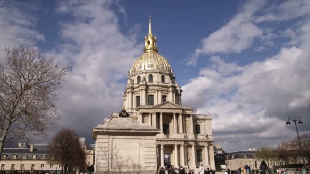 Вулиці Вид Будинок Інвалідів Купол Постріл Парижі — стокове відео