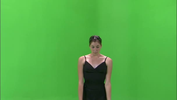 Yeşil Bir Ekran Üzerinde Balerin Dans — Stok video