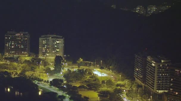 Панорамный Вид Центр Рио Жанейро Ночью Бразилия — стоковое видео