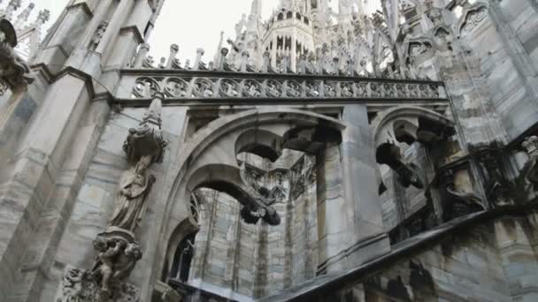Vue Large Belle Cathédrale Antique Avec Inclinaison Vers Haut Milan — Video