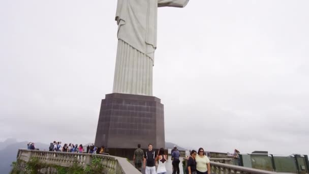 Rio Janeiro Juni 2013 Christus Verlosser Standbeeld Top Van Berg — Stockvideo