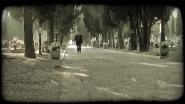 Człowiek Idzie Dół Drogi Włochy Starodawny Stylizowane Klip Wideo — Wideo stockowe