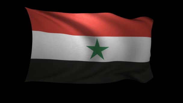Flag Yemen Arab Republic Waving Wind Black Background Background Alpha — Stock Video