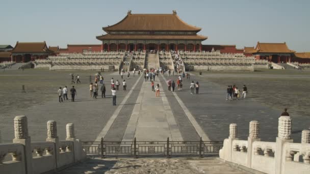 Τουρίστες Επισκέπτονται Την Απαγορευμένη Πόλη Συγκρότημα Στην Κίνα — Αρχείο Βίντεο