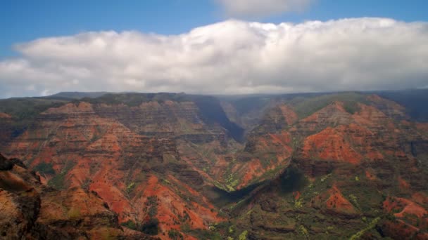 Gyorsított Felhők Haladnak Wiamea Canyon Hawaii Kauai — Stock videók