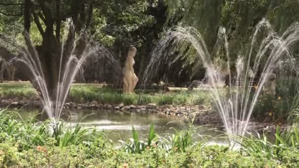 Tiro Uma Fonte Fora Uma Villa Toscana Itália — Vídeo de Stock