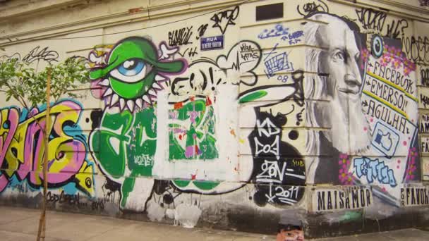 Rio Janeiro Brazilië Juni 2013 Graffiti Een Muur Langs Een — Stockvideo