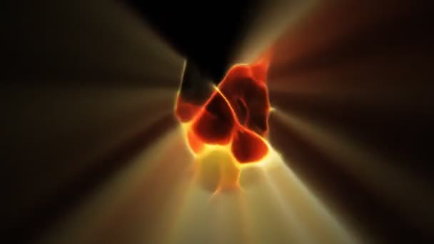 Yukarıdan Turuncu Sarı Renkli Alevler Işık Işınları Atmak Aynı Şekiller — Stok video