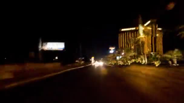 Ускоренный Снимок Лас Вегаса Спины Движущегося Автомобиля — стоковое видео