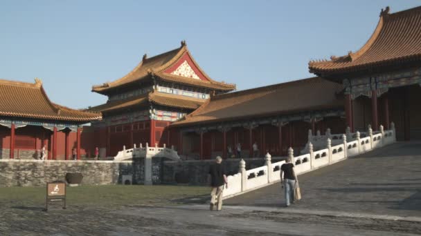 Turistas Visitan Complejo Ciudad Prohibida China — Vídeos de Stock