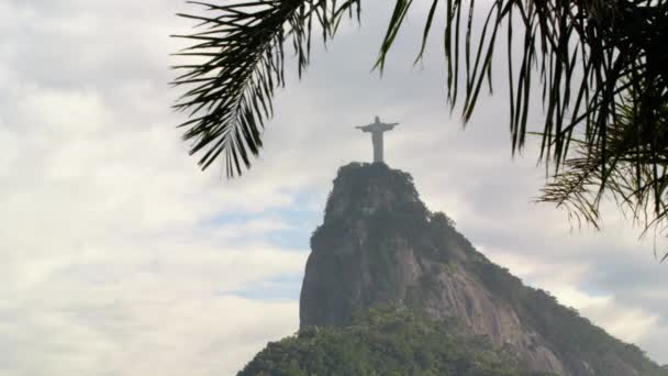 Rio Janeiro Brazil June 2013 Slow Pan Christ Redentor Statue — Stock Video