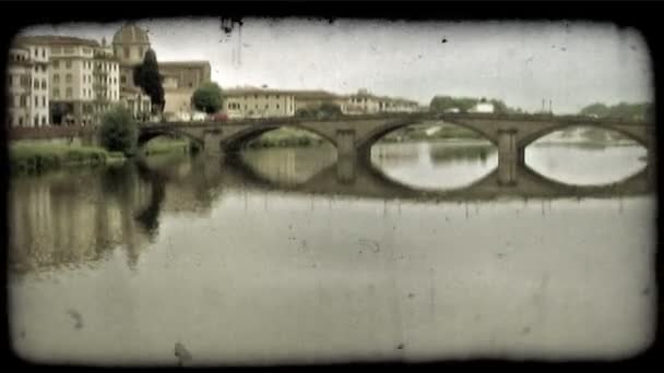 Shot Bus Driving Bridge Italy Vintage Stylized Video Clip — Stock Video