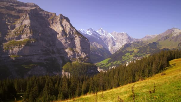Statisk Elektricitet Sköt Schweiziska Alps Tschingelspitz Gspaltenhorn Butlasse Och Schilthorn — Stockvideo
