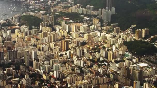 Luftaufnahme Des Rio Janeiro Mit Wolkenkratzern Ipanema Strand Und Zuckerhut — Stockvideo