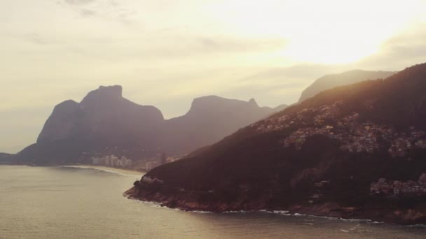 Vue Aérienne Favela Sur Montagne Corcovado Prise Depuis Hélicoptère — Video