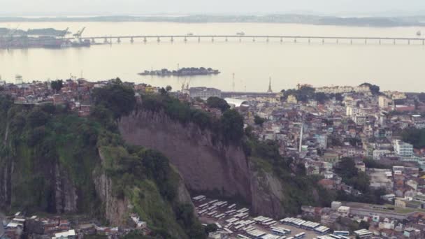 Zdjęcia Lotnicze Obszaru Favela Rio Janeiro Brazylia Helikoptera — Wideo stockowe