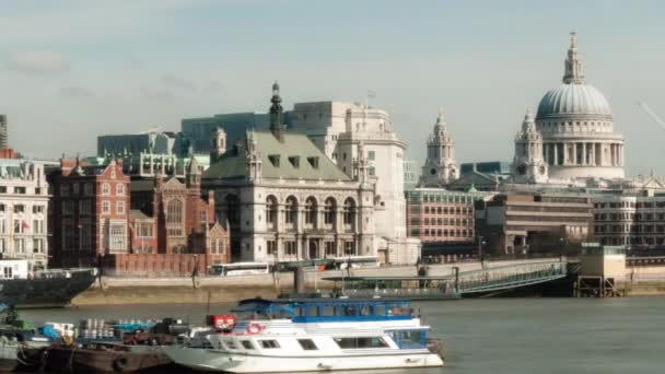 Time Lapse Victoria Embankment Paul Cathedral London Inglés Vistas City — Vídeos de Stock