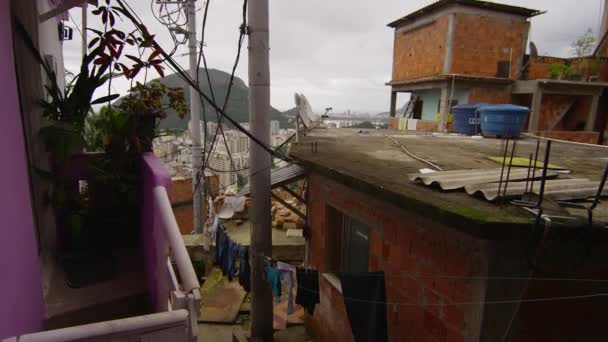 Slow Motion Dolly Shot Men Women Favela Rio Janeiro Brazil — Stock Video
