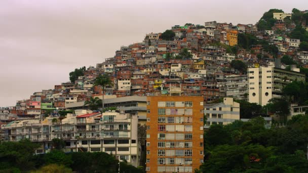 Długi Dystans Strzału Domów Faveli Rio Janeiro Brazylia — Wideo stockowe