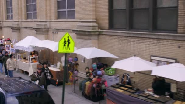 Доллі Вистрілив Вуличного Ринку Нью Йорку Існують Магазини Людей Які — стокове відео