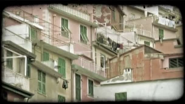 Eine Absperrung Italienischer Häuser Vintage Stilisierter Videoclip — Stockvideo