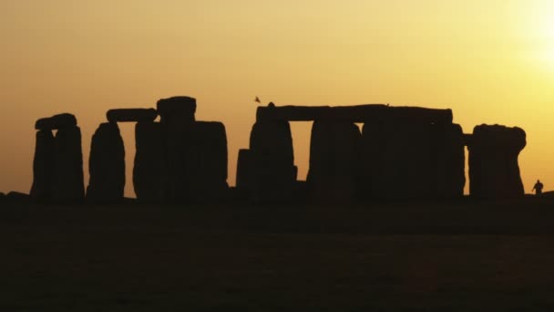 Vue Ensemble Stonehenge Coucher Soleil Angleterre — Video