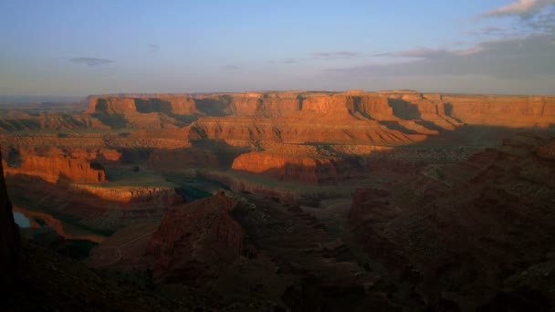 Lookout Dead Horse Point Sun Rises Beautiful Canyons Valleys Cliffs — Stock Video