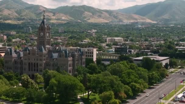 Zaman Atlamalı Trafik Salt Lake City Lçesi Binada Etrafında Bulutlar — Stok video