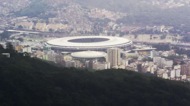 Panorama Una Vista Aérea Del Estadio Maracana Río Janeiro Resto — Vídeos de Stock