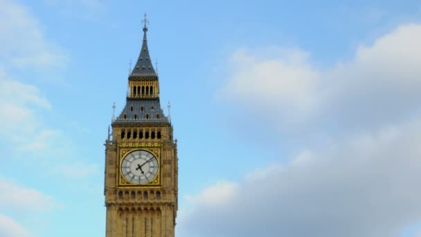 Ampla Cronologia Torre Relógio Nuvens Londres — Vídeo de Stock