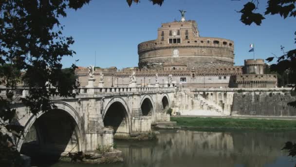 远射的旧的梵蒂冈和桥 — 图库视频影像