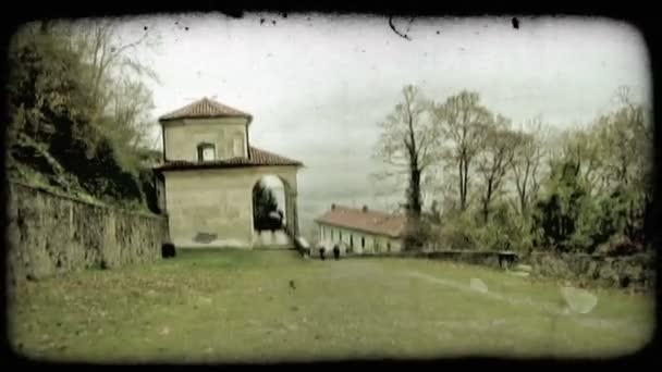 Lutning Ner Italiensk Byggnad Vintage Stiliserade Videoklipp — Stockvideo