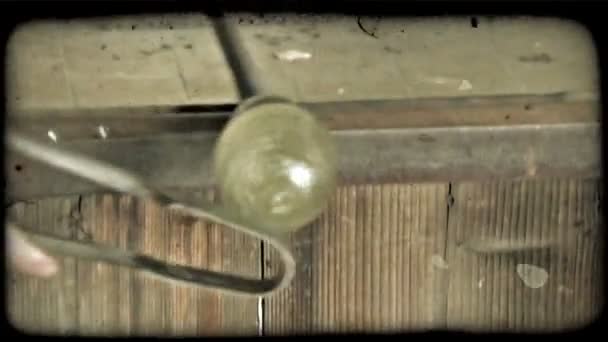 Glass Blower Works Shaping Some Glass Vintage Stylized Video Clip — Stock Video