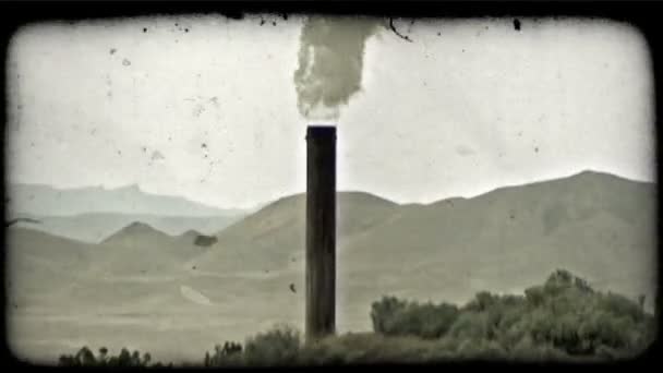 Grand Tuyau Rond Émet Grand Nuage Échappement Avec Buisson Couvert — Video