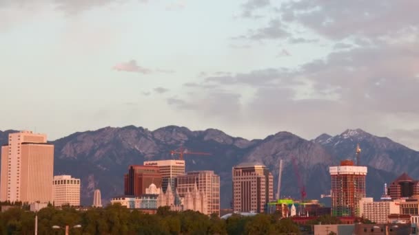 Time Lapse Dello Skyline Salt Lake City Tramonto — Video Stock